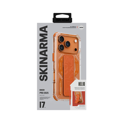 Apple iPhone 17 Pro Kılıf M-safe Şarj Özellikli Teknoloji Desenli Skinarma Helio Mag Charge Standlı Kapak Füme