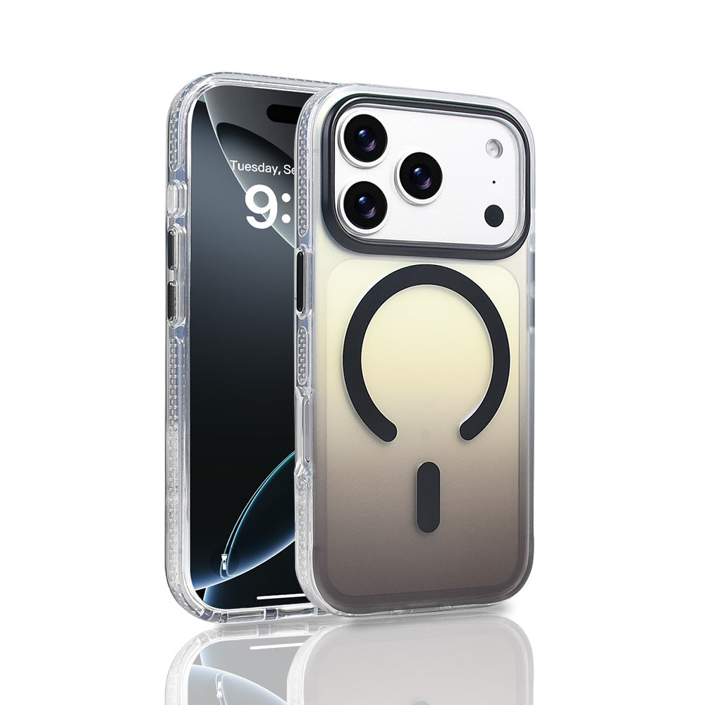 Apple iPhone 17 Pro Kılıf M-safe Şarj Özellikli Transparan Renk Geçişli Zore Toros Kapak Rose Gold