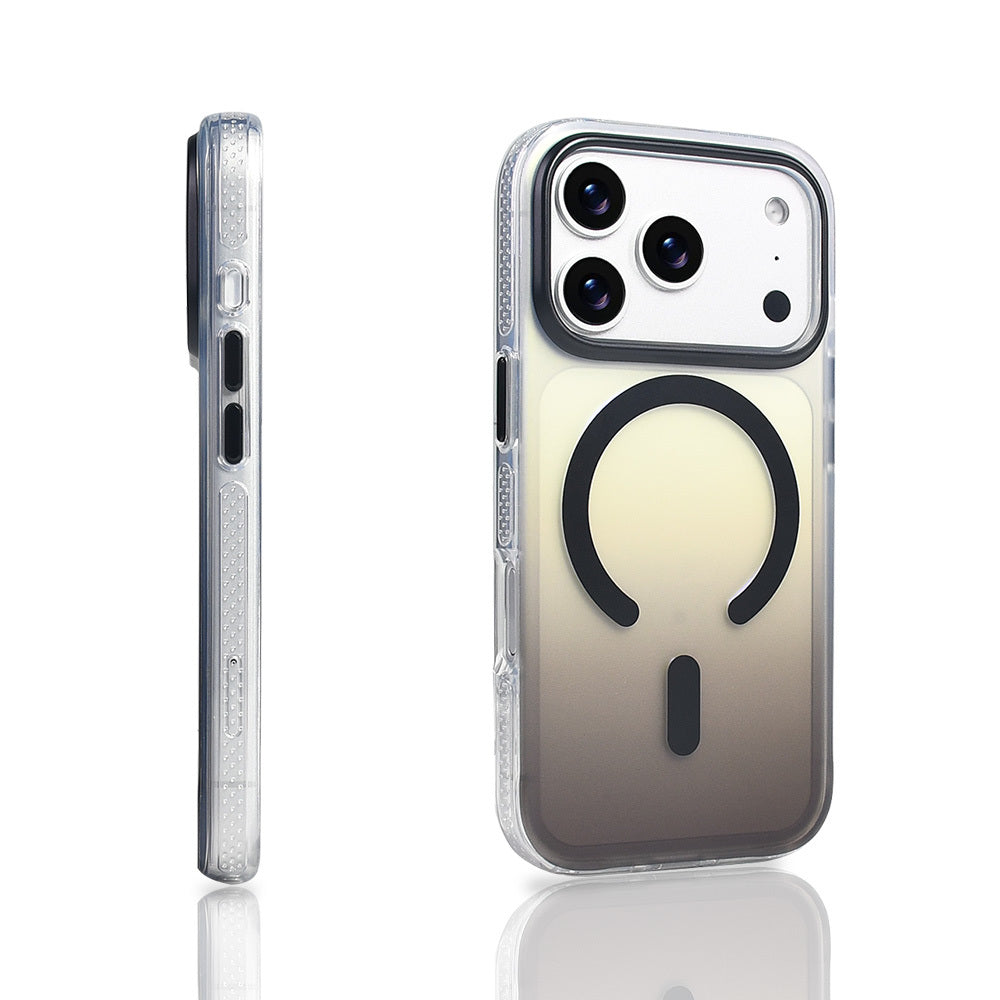 Apple iPhone 17 Pro Kılıf M-safe Şarj Özellikli Transparan Renk Geçişli Zore Toros Kapak Gold