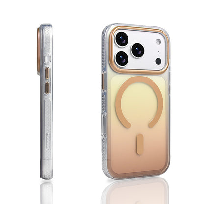 Apple iPhone 17 Pro Kılıf M-safe Şarj Özellikli Transparan Renk Geçişli Zore Toros Kapak Rose Pembe