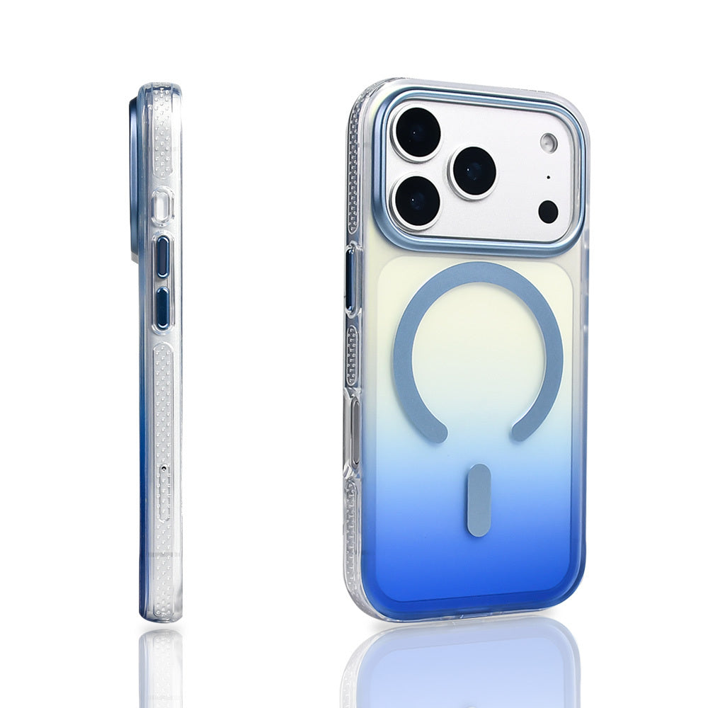 Apple iPhone 17 Pro Kılıf M-safe Şarj Özellikli Transparan Renk Geçişli Zore Toros Kapak Turuncu