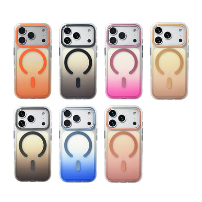 Apple iPhone 17 Pro Kılıf M-safe Şarj Özellikli Transparan Renk Geçişli Zore Toros Kapak Gold