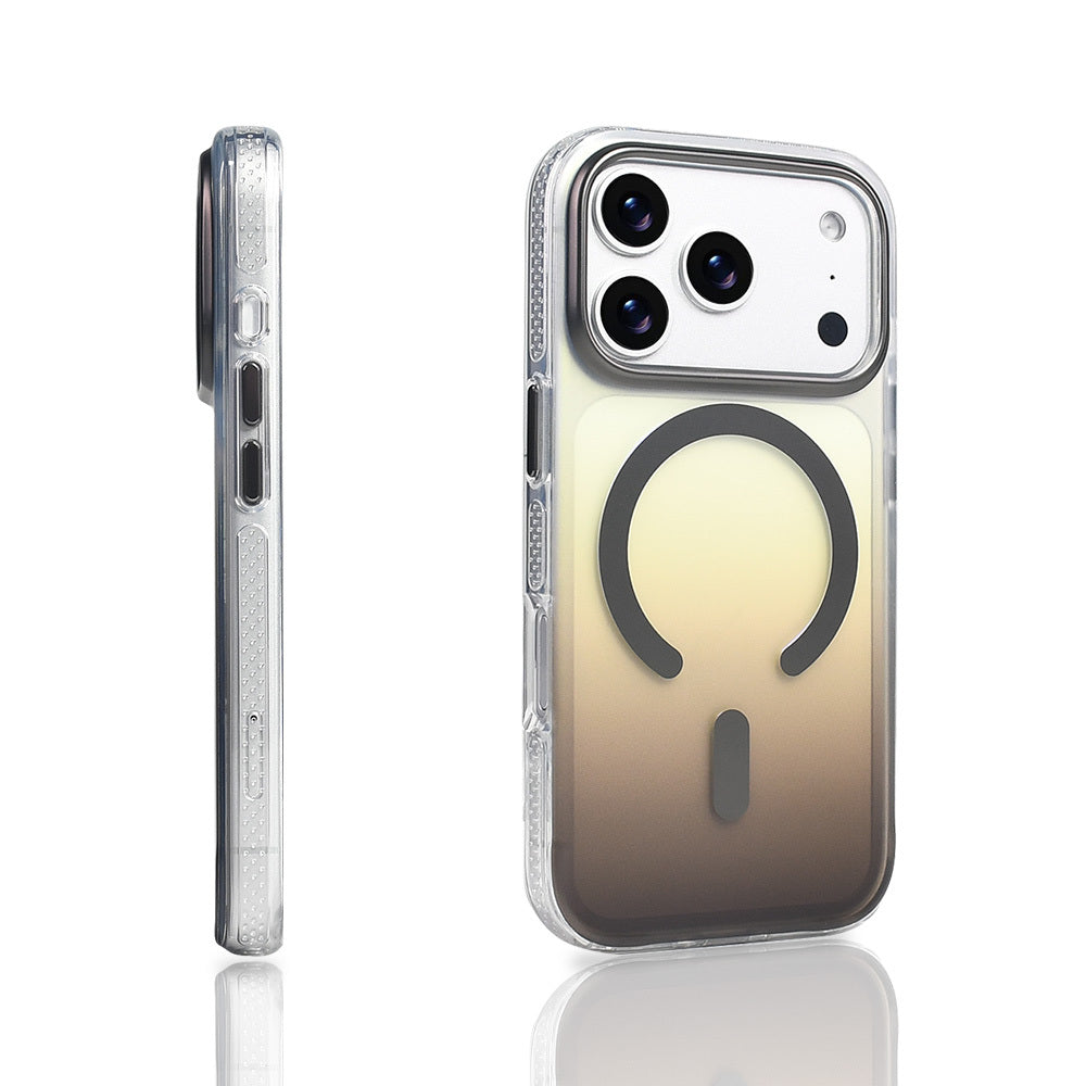 Apple iPhone 17 Pro Kılıf M-safe Şarj Özellikli Transparan Renk Geçişli Zore Toros Kapak Turuncu