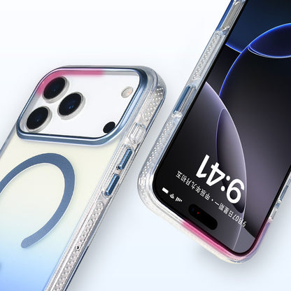 Apple iPhone 17 Pro Kılıf M-safe Şarj Özellikli Transparan Renk Geçişli Zore Toros Kapak Rose Gold