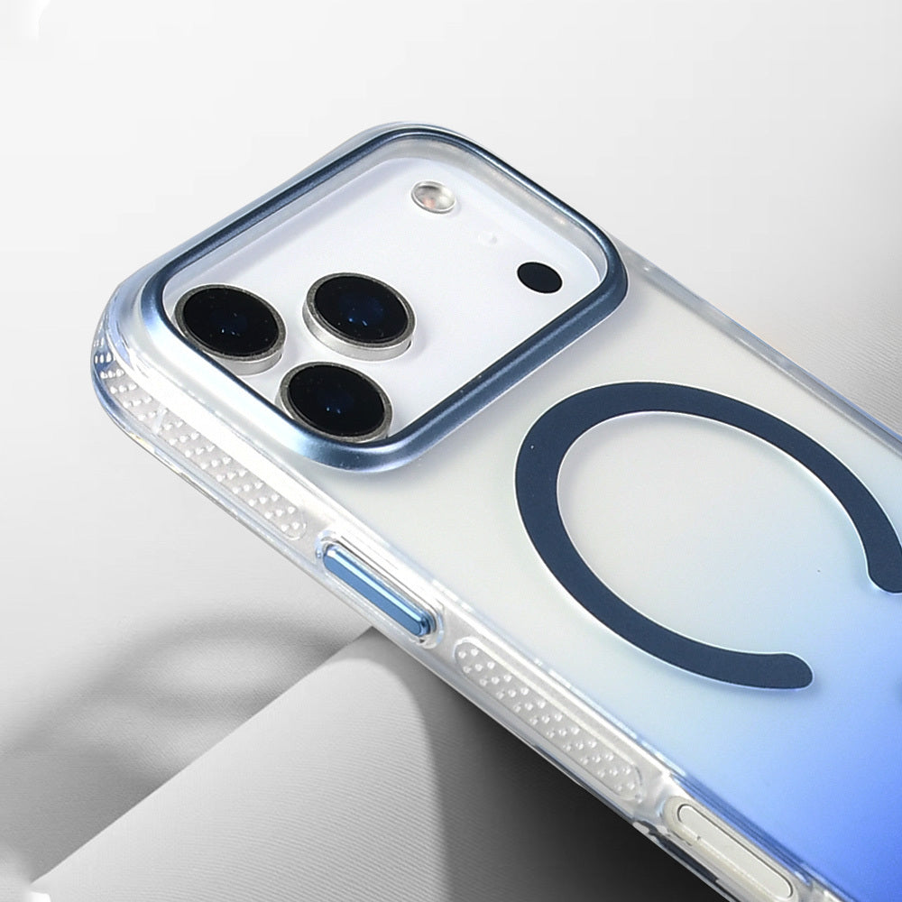 Apple iPhone 17 Pro Kılıf M-safe Şarj Özellikli Transparan Renk Geçişli Zore Toros Kapak Turuncu