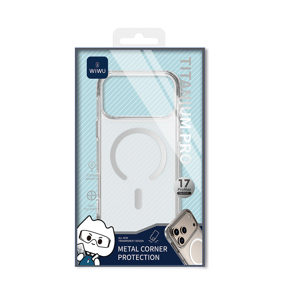 Apple iPhone 17 Pro Kılıf M-safe Şarj Özellikli Wiwu MCC-702 Titanyum Pro Serisi Sert PC Kapak Şeffaf