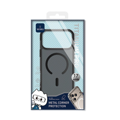 Apple iPhone 17 Pro Kılıf M-safe Şarj Özellikli Wiwu MCC-702 Titanyum Pro Serisi Sert PC Kapak Siyah