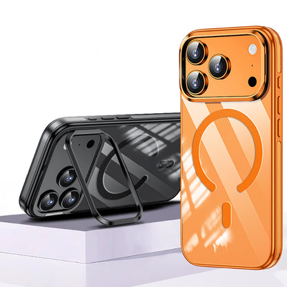 Apple iPhone 17 Pro Kılıf M-safe Şarj Özellikli Wlons Standlı Efsane Kapak Gümüş