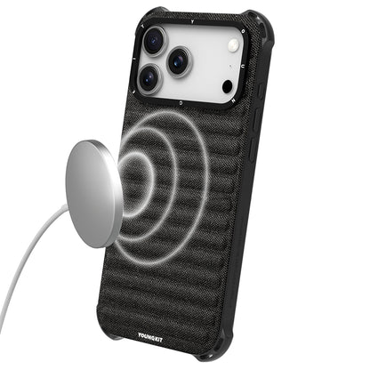 Apple iPhone 17 Pro Kılıf M-safe Şarj Özellikli Youngkit Canvas Serisi Kapak Mavi