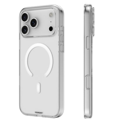 Apple iPhone 17 Pro Kılıf M-safe Şarj Özellikli Youngkit Clear Serisi Kapak Turuncu