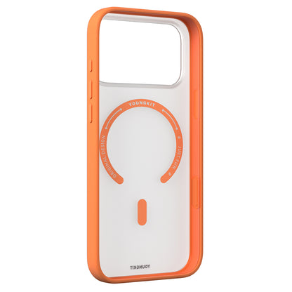 Apple iPhone 17 Pro Kılıf M-safe Şarj Özellikli Youngkit Clear Serisi Kapak Turuncu