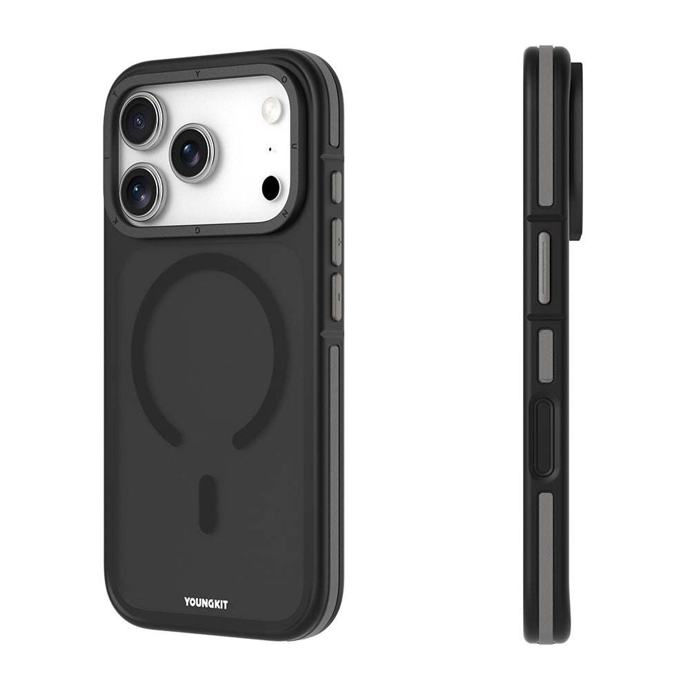 Apple iPhone 17 Pro Kılıf M-safe Şarj Özellikli Youngkit Rock Sand Serisi Kapak Gri