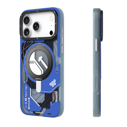 Apple iPhone 17 Pro Kılıf M-safe Şarj Özellikli Youngkit Starship Serisi Kapak Mavi