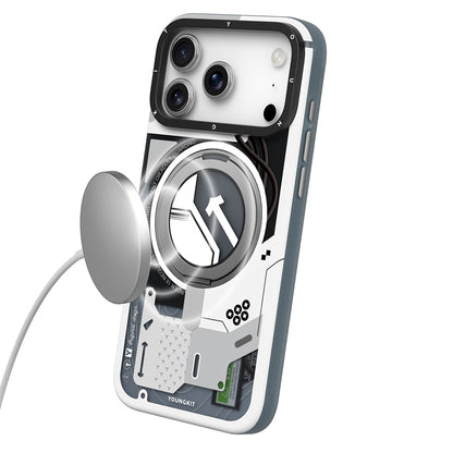 Apple iPhone 17 Pro Kılıf M-safe Şarj Özellikli Youngkit Starship Serisi Kapak Beyaz