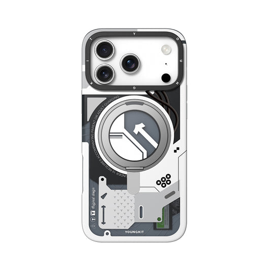 Apple iPhone 17 Pro Kılıf M-safe Şarj Özellikli Youngkit Starship Serisi Kapak Beyaz