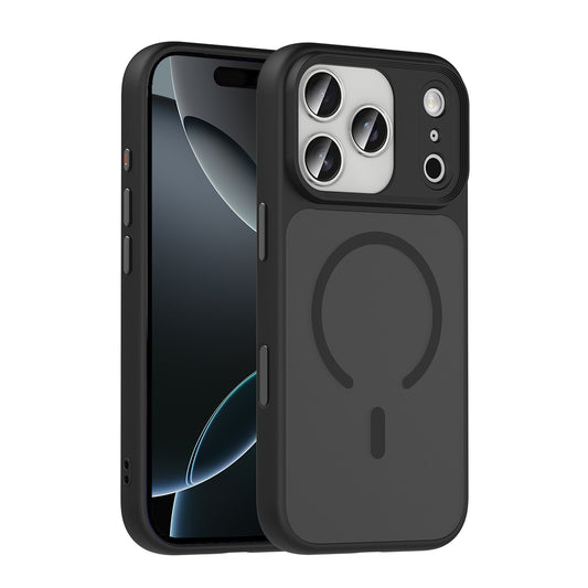 Apple iPhone 17 Pro Kılıf Mat Arka Yüzey Wireless Şarj Özellikli Zore Flet M-safe Kapak Turuncu