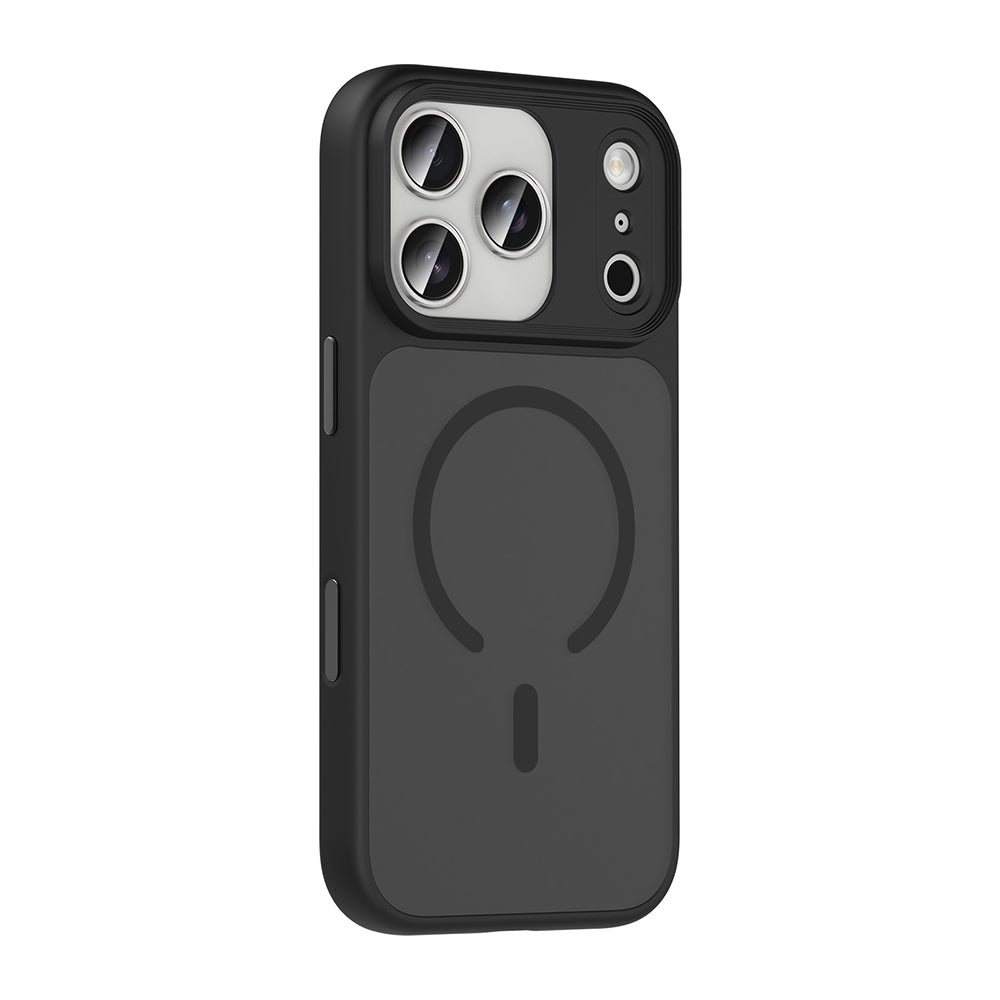 Apple iPhone 17 Pro Kılıf Mat Arka Yüzey Wireless Şarj Özellikli Zore Flet M-safe Kapak Siyah