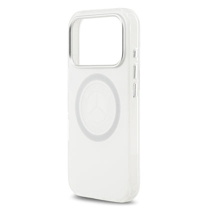 Apple iPhone 17 Pro Kılıf Mercedes Benz Orjinal Lisanslı M-safe Şarj Özellikli Buzlu PC Nostaljik Yıldız Dizayn Kapak Beyaz