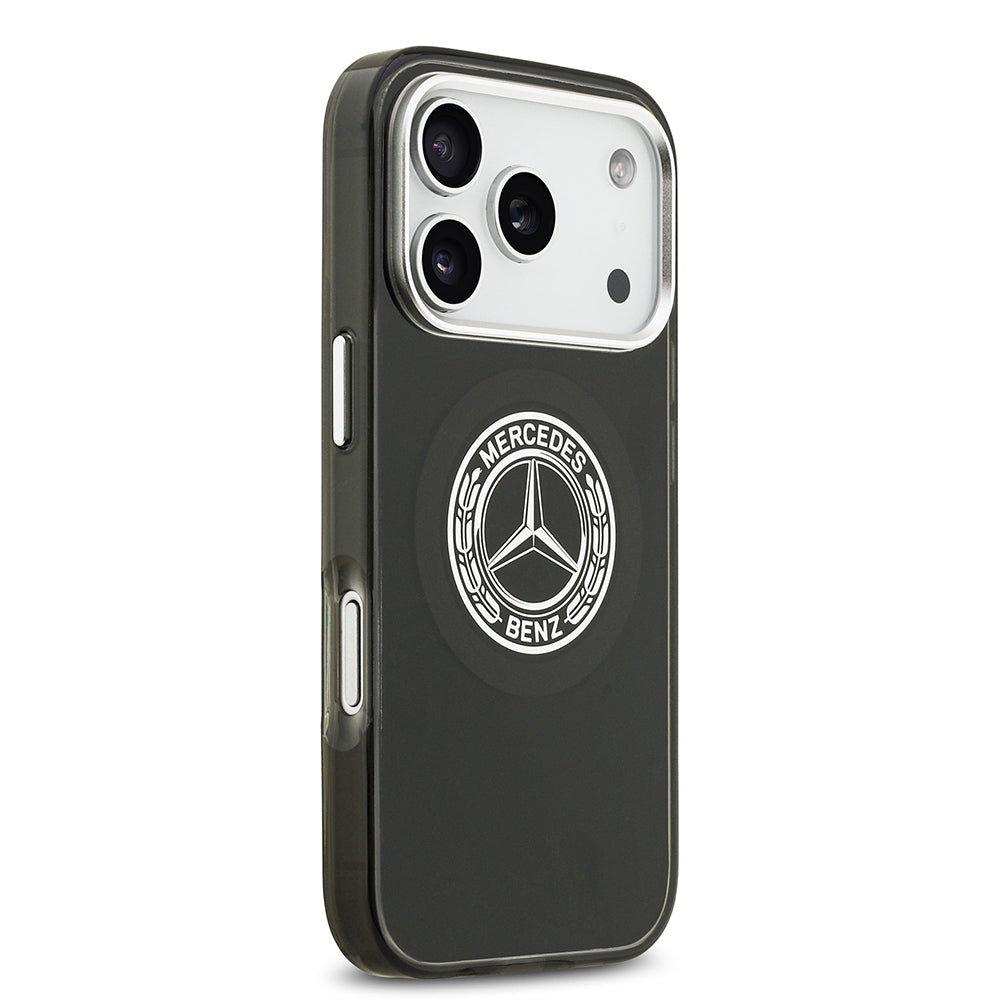 Apple iPhone 17 Pro Kılıf Mercedes Benz Orjinal Lisanslı M-safe Şarj Özellikli Çift Katmanlı PC Nostaljik Yıldız Dizayn Kapak Siyah