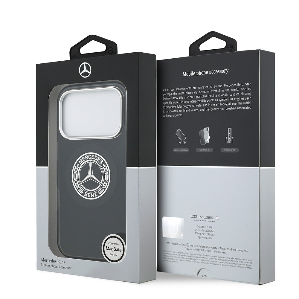 Apple iPhone 17 Pro Kılıf Mercedes Benz Orjinal Lisanslı M-safe Şarj Özellikli Çift Katmanlı PC Nostaljik Yıldız Dizayn Kapak Lacivert