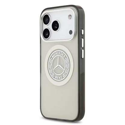 Apple iPhone 17 Pro Kılıf Mercedes Benz Orjinal Lisanslı M-safe Şarj Özellikli Çift Katmanlı PC Nostaljik Yıldız Dizayn Kapak Gri
