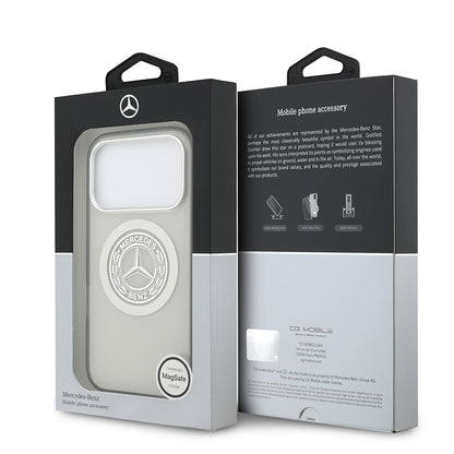 Apple iPhone 17 Pro Kılıf Mercedes Benz Orjinal Lisanslı M-safe Şarj Özellikli Çift Katmanlı PC Nostaljik Yıldız Dizayn Kapak Gri