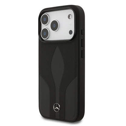 Apple iPhone 17 Pro Kılıf Mercedes Benz Orjinal Lisanslı M-safe Şarj Özellikli Dokulu Desenli Deri Kapak Kahverengi