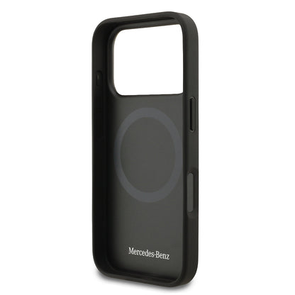 Apple iPhone 17 Pro Kılıf Mercedes Benz Orjinal Lisanslı M-safe Şarj Özellikli Hakiki Deri Nostaljik Yıldız Dizayn Kapak Siyah