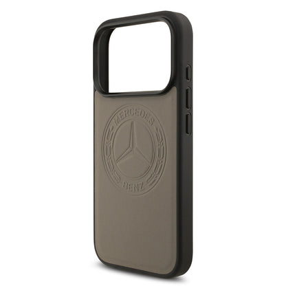 Apple iPhone 17 Pro Kılıf Mercedes Benz Orjinal Lisanslı M-safe Şarj Özellikli Hakiki Deri Nostaljik Yıldız Dizayn Kapak Siyah