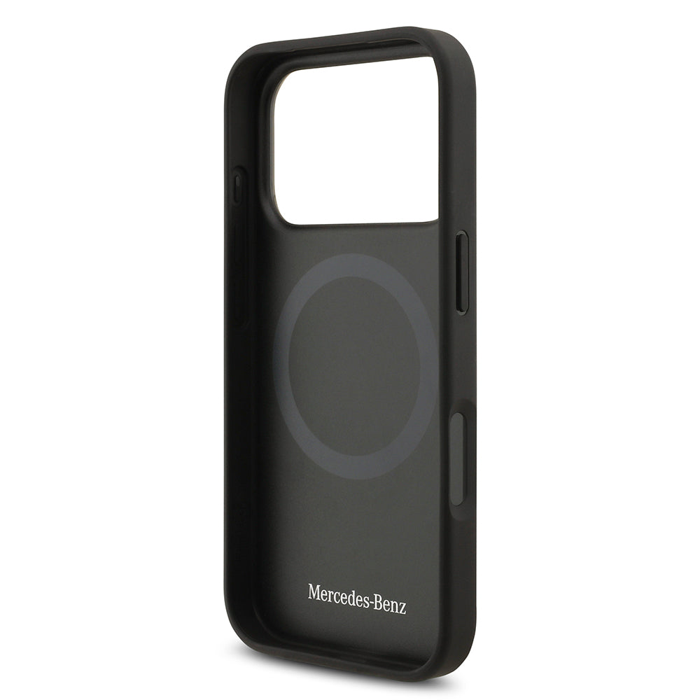 Apple iPhone 17 Pro Kılıf Mercedes Benz Orjinal Lisanslı M-safe Şarj Özellikli Hakiki Deri Nostaljik Yıldız Dizayn Kapak Siyah