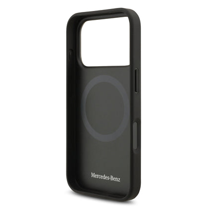Apple iPhone 17 Pro Kılıf Mercedes Benz Orjinal Lisanslı M-safe Şarj Özellikli Hakiki Deri Nostaljik Yıldız Dizayn Kapak Siyah
