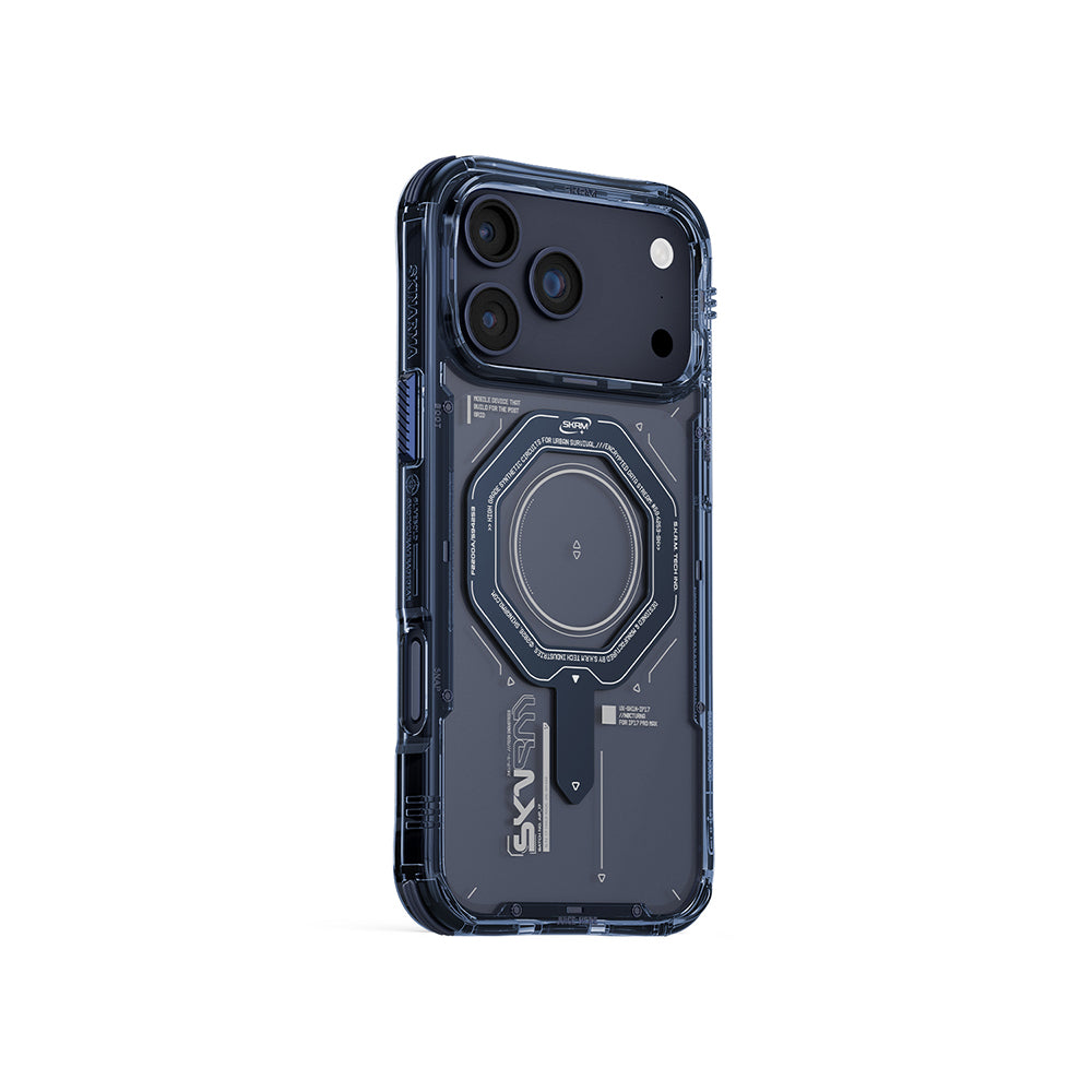 Apple iPhone 17 Pro Kılıf SkinArma M-safe Şarj Özellikli Airbag Tasarımlı Magma Kapak Mavi