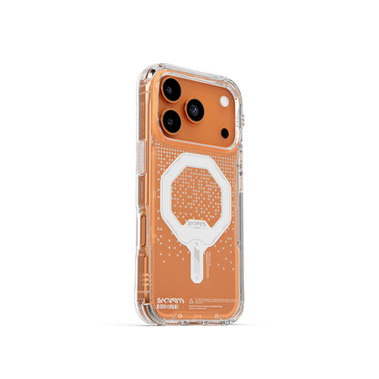 Apple iPhone 17 Pro Kılıf Skinarma M-Safe Şarj Özellikli IML Baskılı Holografik MYST Kapak Şeffaf