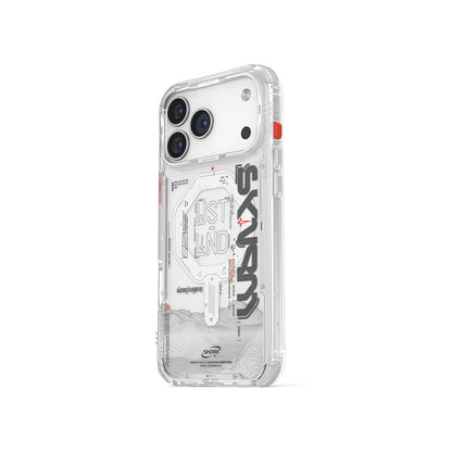 Apple iPhone 17 Pro Kılıf Skinarma M-safe Şarj Özellikli Yazı Desenli Airbag Tasarımlı Sonix Kapak Şeffaf