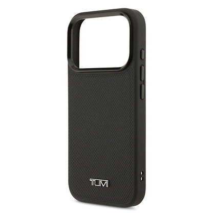 Apple iPhone 17 Pro Kılıf TUMI M-safe Şarj Özellikli Deri Noktalı Dizayn Kapak Siyah