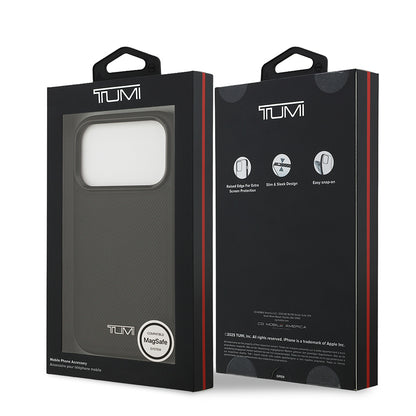 Apple iPhone 17 Pro Kılıf TUMI M-safe Şarj Özellikli Deri Noktalı Dizayn Kapak Siyah