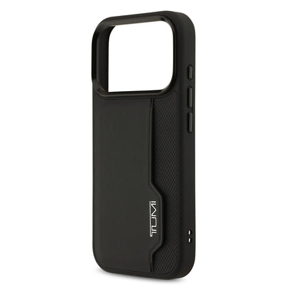Apple iPhone 17 Pro Kılıf TUMI Orjinal Lisanslı Deri Dikey Kartlıklı Kapak Siyah