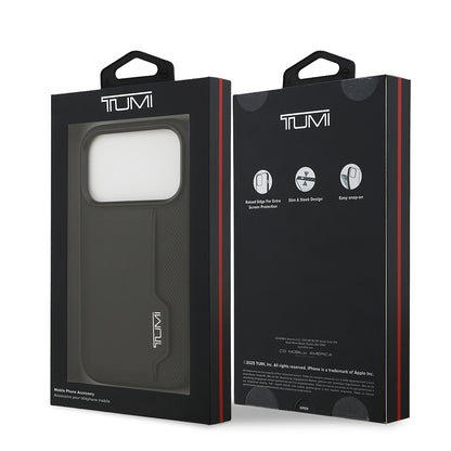 Apple iPhone 17 Pro Kılıf TUMI Orjinal Lisanslı Deri Dikey Kartlıklı Kapak Siyah
