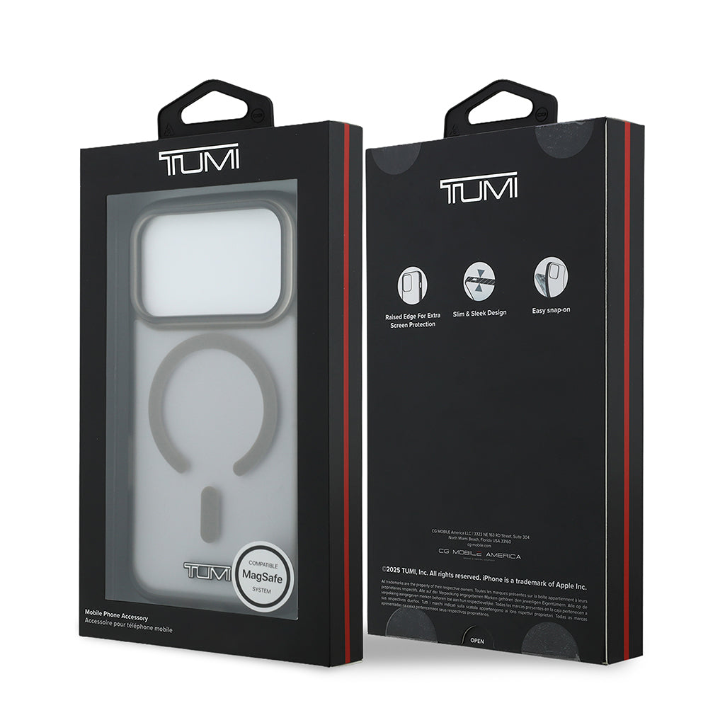 Apple iPhone 17 Pro Kılıf TUMI Orjinal Lisanslı M-safe Şarj Özellikli Buzlu Transparan Kapak Siyah