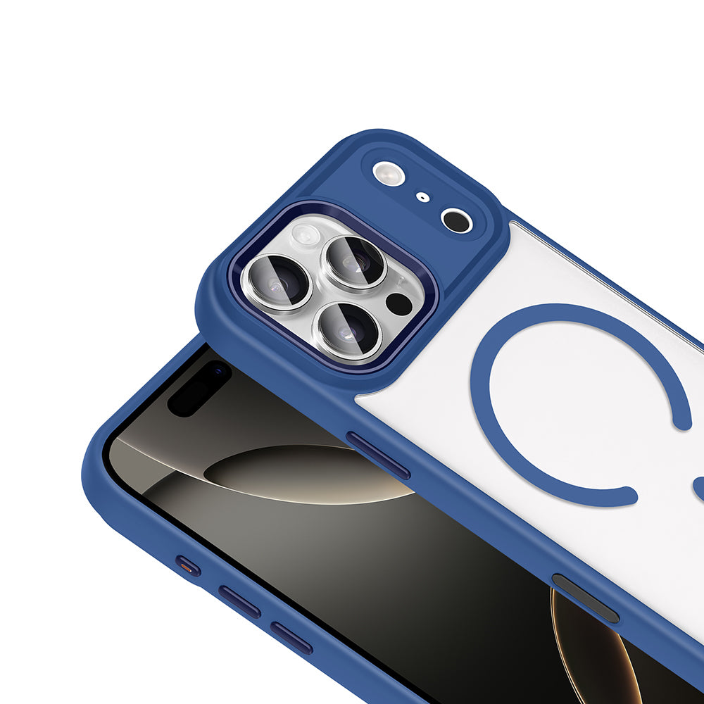 Apple iPhone 17 Pro Kılıf Wireless Şarj Özellikli Zore Krom M-safe Silikon Kapak Gri