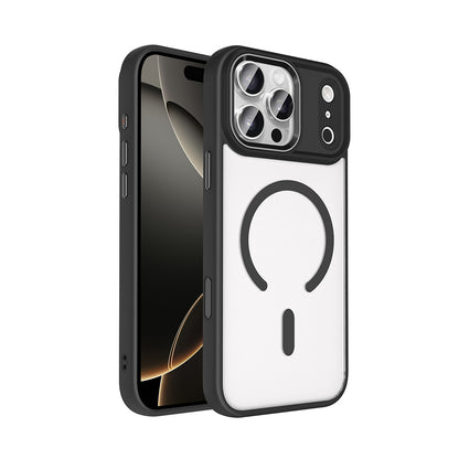 Apple iPhone 17 Pro Kılıf Wireless Şarj Özellikli Zore Krom M-safe Silikon Kapak Siyah