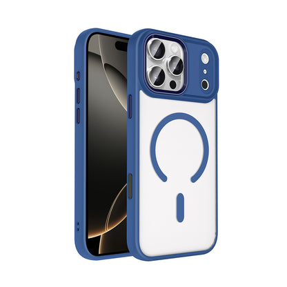 Apple iPhone 17 Pro Kılıf Wireless Şarj Özellikli Zore Krom M-safe Silikon Kapak Lacivert