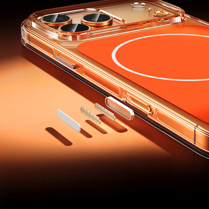 Apple iPhone 17 Pro Kılıf Zore M-safe Şarj Özellikli Şeffaf Kamera Kontrol Butonlu Lugano Kapak Lacivert