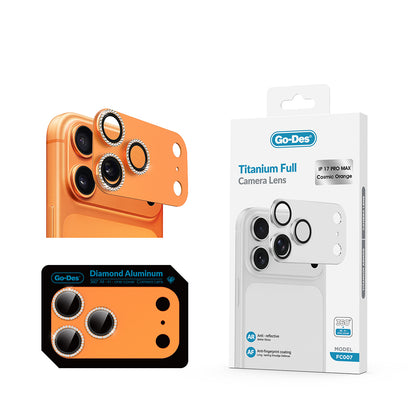 Apple iPhone 17 Pro Max Go Des FC006 Diamond Titanyum Serisi Anti Reflective Kamera Lens Koruyucu