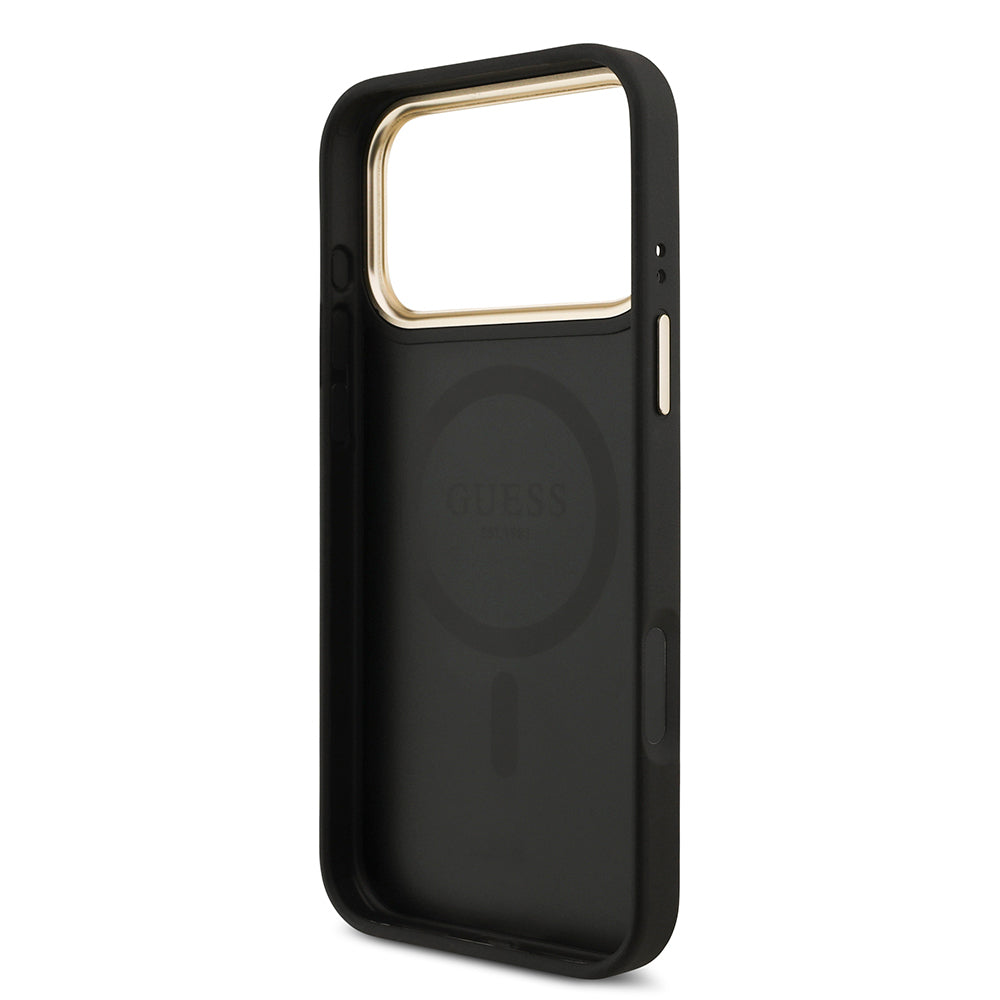 Apple iPhone 17 Pro Max Guess Orjinal Lisanslı 4G ve Yazı Logolu Kılıf + Ekran Koruyucu + Lens Koruyucu 3in1 Aksesuar Seti Kahverengi