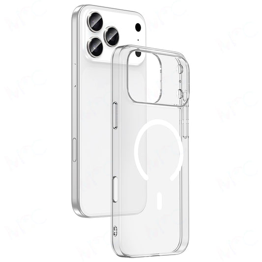 Apple iPhone 17 Pro Max Kamera Korumalı M-Safe Şarj Özellikli Şeffaf Zore London Sert PC Kapak