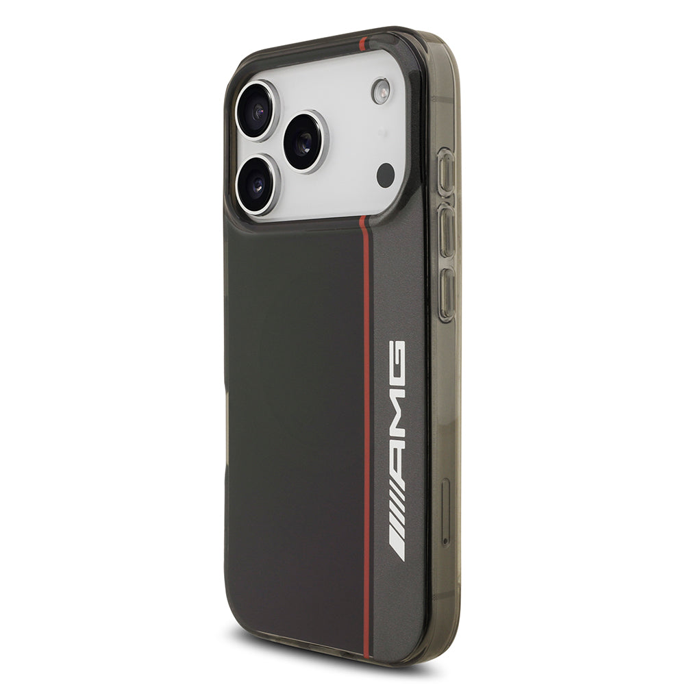 Apple iPhone 17 Pro Max Kılıf AMG Orjinal Lisanslı M-safe Şarj Özellikli IML Baskı Logolu Çift Katmanlı Bow Lines Kapak Siyah