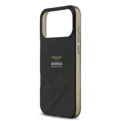 Apple iPhone 17 Pro Max Kılıf Aston Martin Orjinal Lisanslı M-safe Şarj Özellikli IML Baskı Logolu Formula Tasarımlı Kapak Siyah