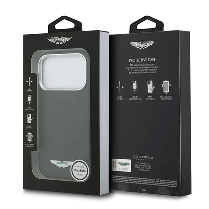 Apple iPhone 17 Pro Max Kılıf Aston Martin Orjinal Lisanslı M-safe Şarj Özellikli Metal Logolu PU Deri Kapak Siyah