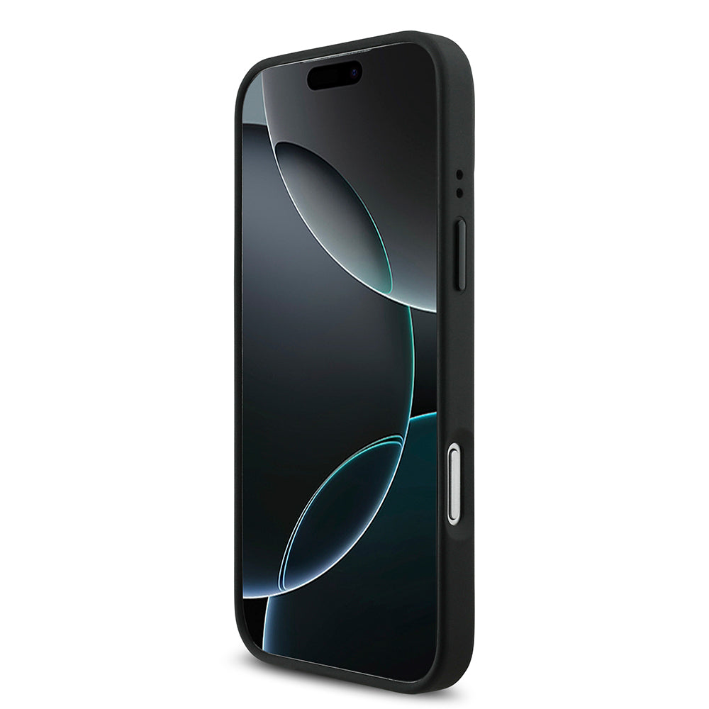 Apple iPhone 17 Pro Max Kılıf BMW Orjinal Lisanslı M-safe Şarj Özellikli Deri Arka Yüzey Metal Logolu Delikli Şerit Tasarımlı Kapak Gri